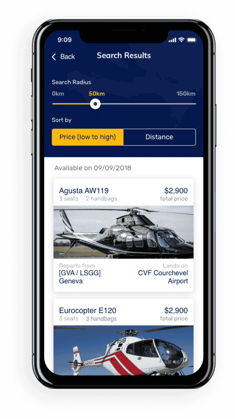 Findheli app mobile screen group 860 for Cheesecake Labs nearshore development case study