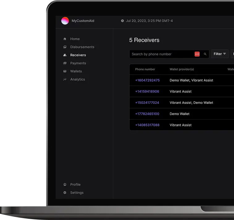 user interface stellar disbursement platform